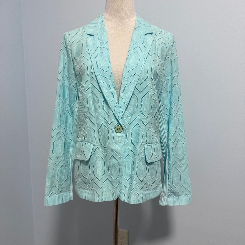 Chicos 1  Eyelet Lightweight Aqua Blazer M‎